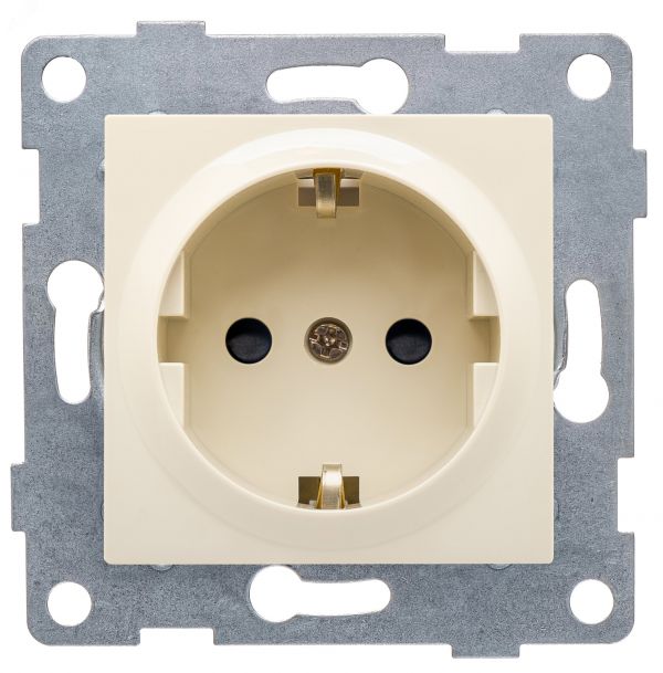 Розетка однопостовая Ugra с/з с з/ш, механизм, 16А, 250В, бежевый