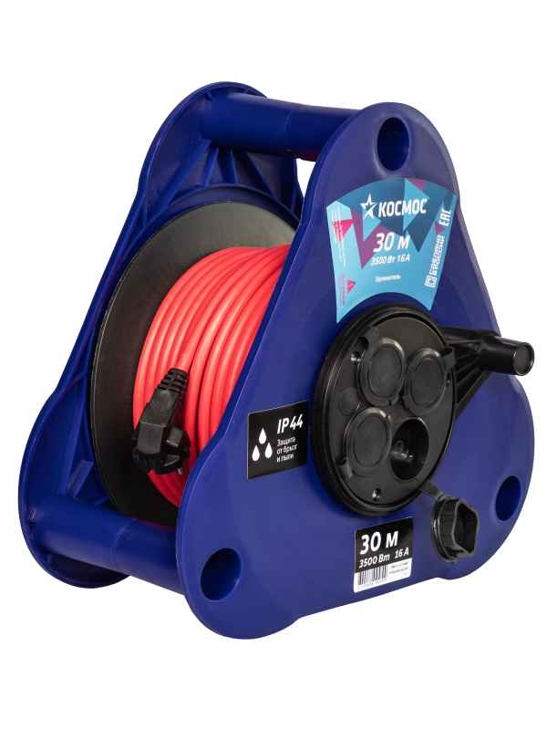 Удлинитель (катушка-треуг) 16А 3500Вт 4 гн ПВС 2x2,5 (30м) IP44 УКП