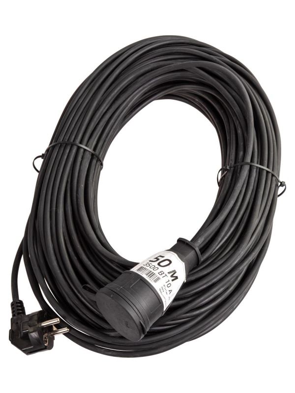 Удлинитель шнур 50м 1 гнездо КГ 2*1.0 мм 10А 220-350В 3500Вт каучук IP44 Россия РС16