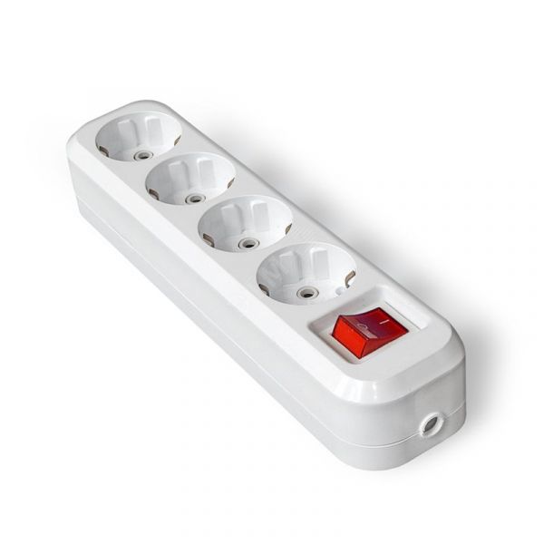 Розетка-колодка для удлинителя IONICH 4 гнезда с/з и выключателем
