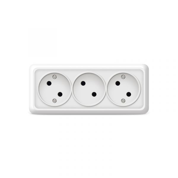 Олимп Розетка тройная без заземления наружная