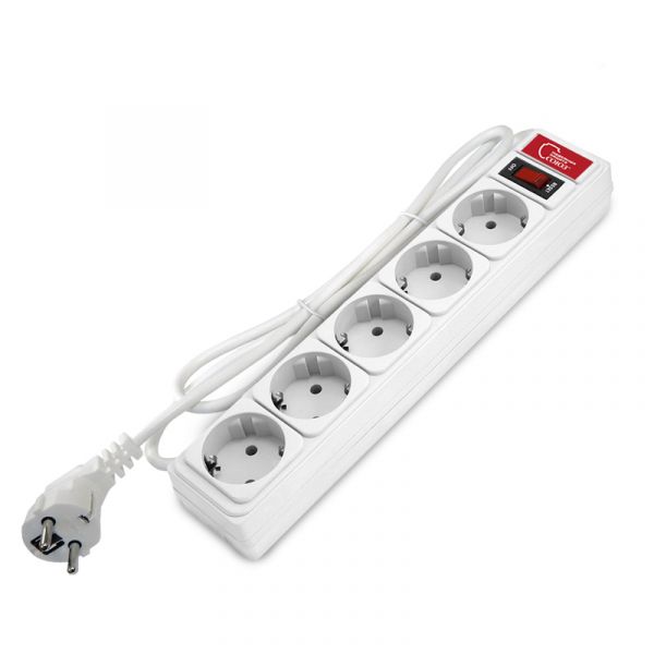 Фильтр сетевой СОЮЗ ПВС 3*0,75 5 гнезд, выключатель с индикацией, с заземлением, белый 1,8м