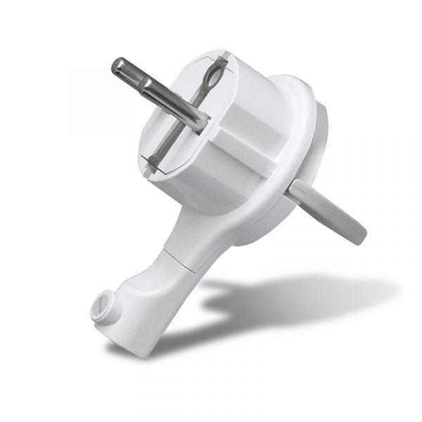 Вилка-невидимка с заземлением белая 16 А 250 В