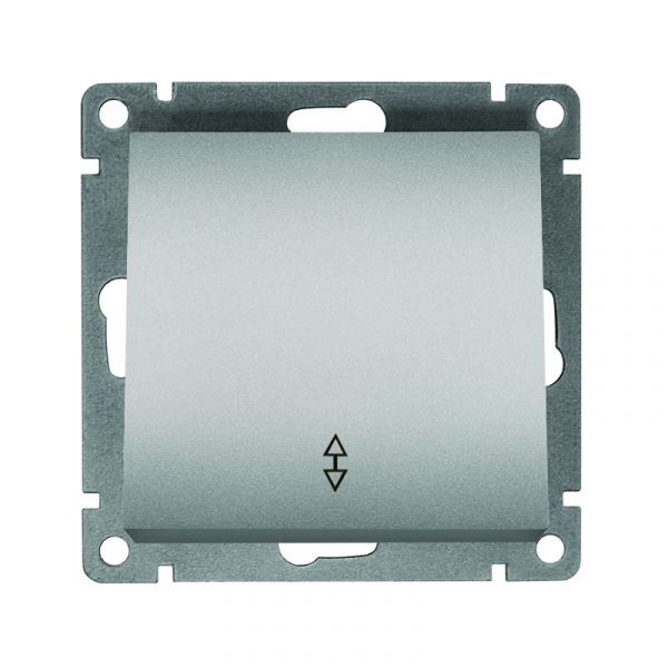 Выключатель проходной одноклавишный UNIVersal серия Афина , с/у, 10А, 220В, серебро (еврослот), механизм