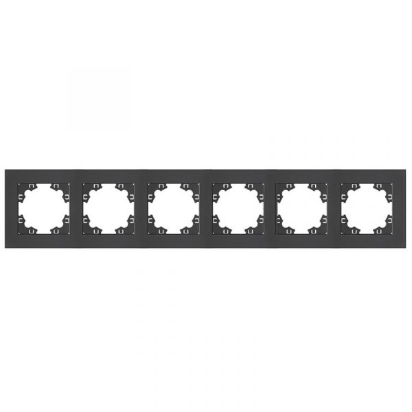 Рамка шестиместная горизонтальная Афина графит (еврослот)