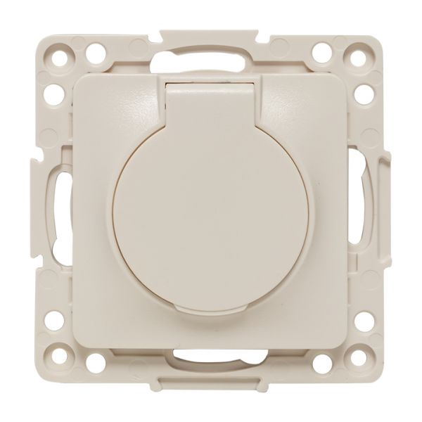 Стокгольм Механизм Розетки 1-местной с/з 16А белыйс крышкой и защ. штор. IP44