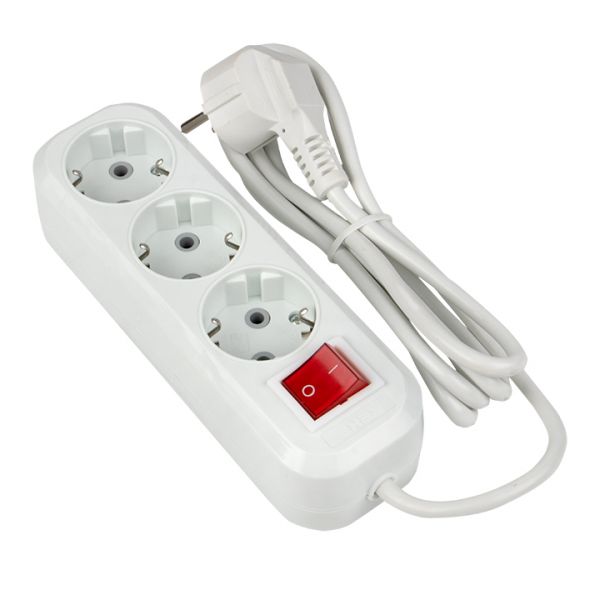 Удлинитель Эксперт 3 гнезда 2 метра 16А/3,0кВт с выключателем и заземлением ПВС 3х1 PROxima