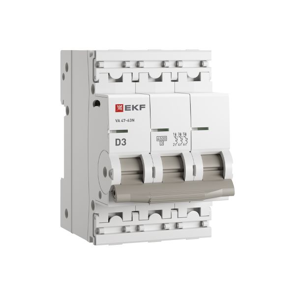 Выключатель автоматический трехполюсный 3P 3А (D) 4.5kA ВА 47-63N M634303D PROXIMA EKF