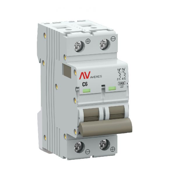 Выключатель автоматический AV-10 DC 2P 6A (C) 10kA AVERES