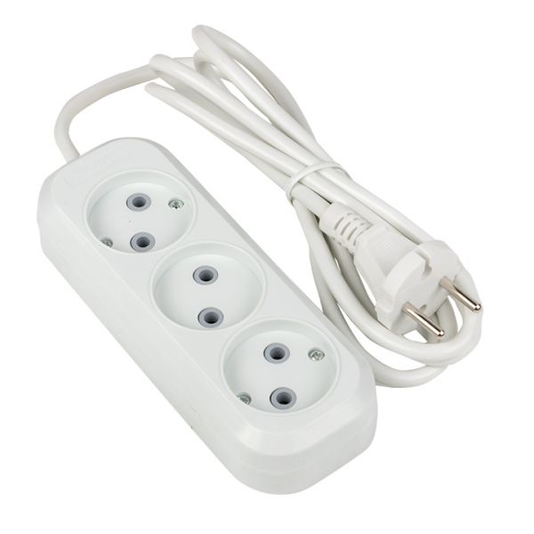 Удлинитель 'Эксперт' 3 гнезда 2 метра 10А/2.2кВт без заземления ПВС 2х0.75 PROxima