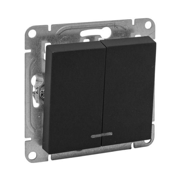 Эпика Механизм выключателя 2кл. с подсветкой черный EKF