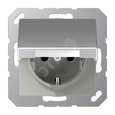 Штепсельная розетка SCHUKO 16A 250V алюминий с    крышкой