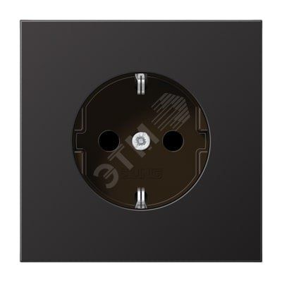 Штепсельная розетка SCHUKO одинарная, с заземлением, без шторок, 16A, 250В  (механизм + накладка, без рамки). Серия LS990  Материал- металл  алюминий дарк
