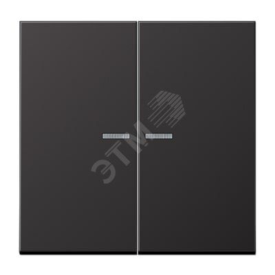 Клавиша 2-я для выключателей и кнопок  с окошком для подсветки. Серия LS990  Материал- металл  Цвет- алюминий дарк