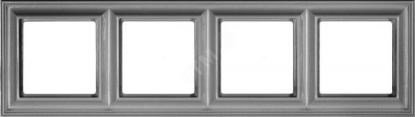 Рамка 4-местная для вертикальной и горизонтальной установки. Серия- Eco DECO. Материал- термопласт. Цвет- алюминий (крашеный)