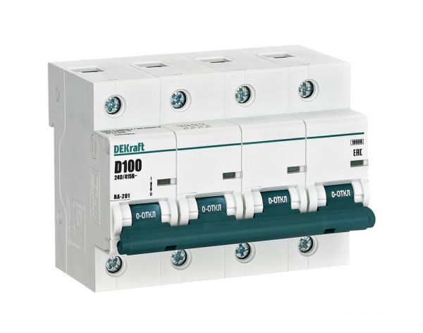 Выключатель автоматический четырехполюсный 100А D ВА-201 10кА