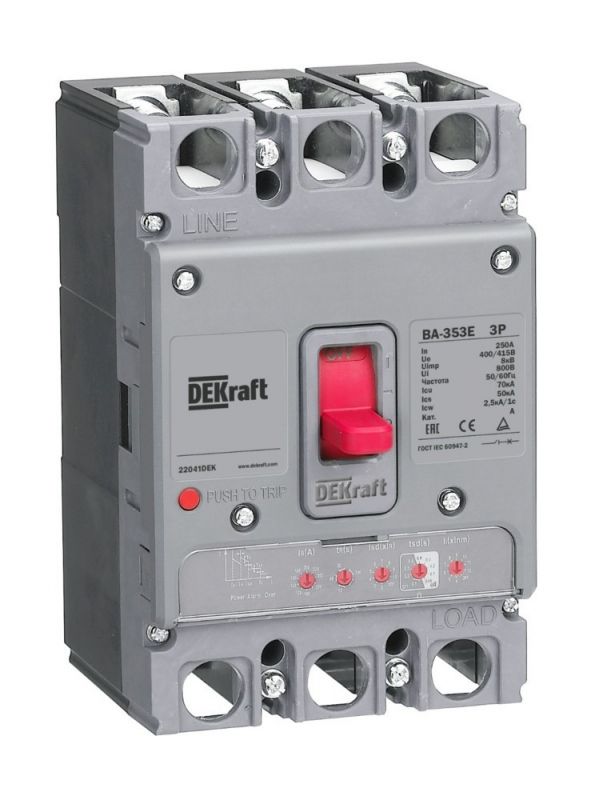 Силовой автоматический выключатель с электронным расцепителем 3P 63А 70кА ВА-353E