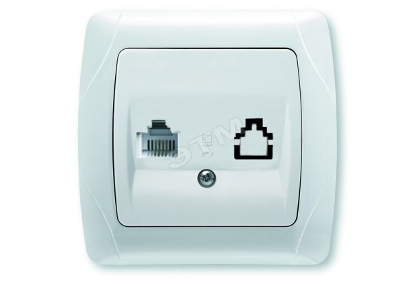 CARMEN Розетка телефонная RJ11 скрытая в сборе белая