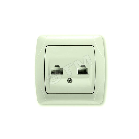 CARMEN Розетка телефонная+компьютерная (RJ45 CAT5E-RJ11) скрытая в сборе бежевая