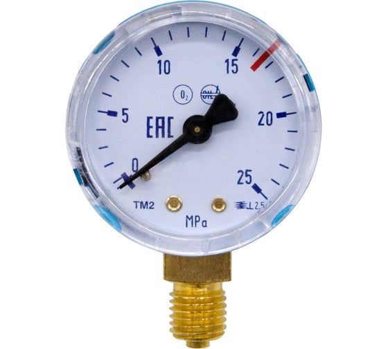 Манометр кислородный Физтех МП2-Уф 0-25 МПа кт.2,5 d.50 IP40 M12х1,5 РШ Кис (O2) 4687205178312