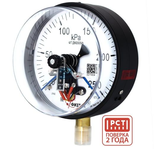 Манометр электроконтактный Физтех ДМ2005ф исп V 0-250 кПа кт.1,5 d.160 IP40 M20х1,5 РШ 4687205178107