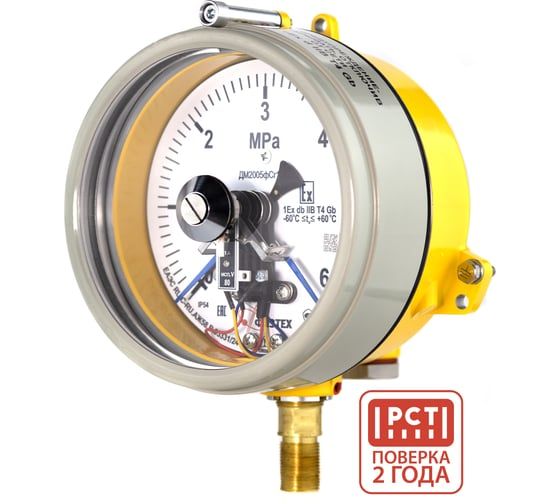 Манометр электроконтактный взрывозащищенный Физтех ДМ2005ф Сг 1Exd исп V 0-6 МПа кт.1,5 d.160 IP54 M20_1,5 РШ 4687205623140