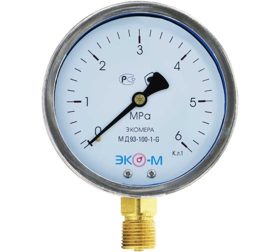 Манометр виброустойчивый Физтех ДМ8008-ВУф 0-6 МПа кт.1,0 d.100 IP54 M20x1,5 РШ, Глицерин 4687205454577