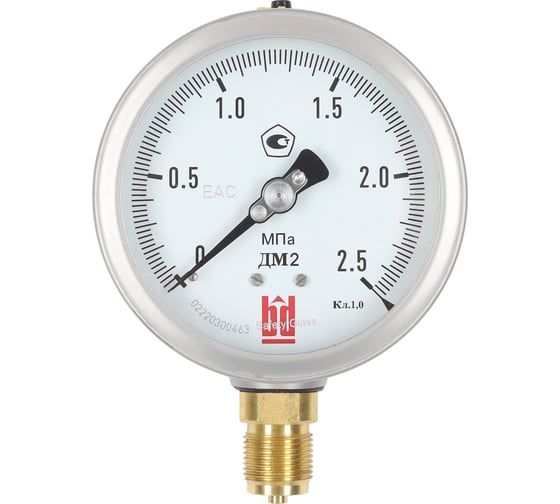 Манометр виброустойчивый Физтех ДМ8008-ВУф 0-2,5 МПа кт.1,0 d.100 IP54 M20x1,5 РШ, Глицерин 4687205454591
