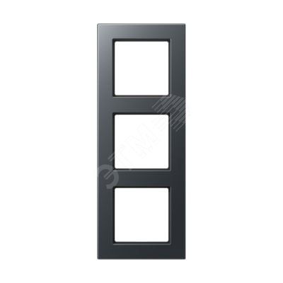 Рамка 3-я для горизонтальной/вертикальной установки  Серия- A550  Материал- термопласт. Цвет- матовый антрацит