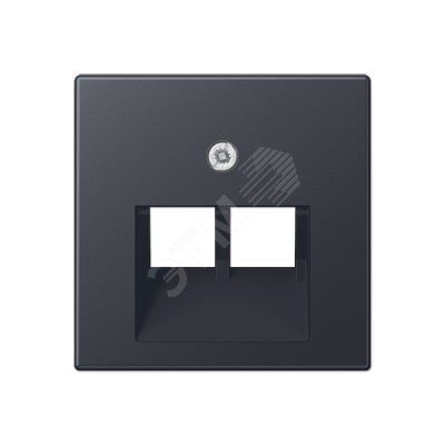 Накладка 2-ой телефонной/компютерной розетки  IAE/UAE (1X8-пол.)  Серия A500  Материал- термопласт  Цвет- матовый антрацит