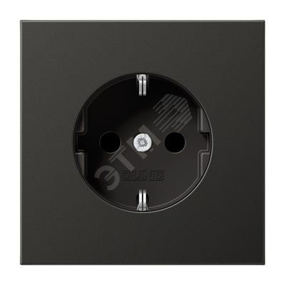 Штепсельная розетка SCHUKO одинарная, с заземлением, без шторок, 16A, 250В  (механизм + накладка, без рамки). Серия LS990  Материал- металл  антрацит