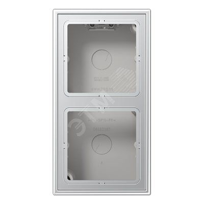 Коробка для накладного монтажа с негорючим основанием 2-я  для горизонтальной/вертикальной установки  в комплекте с рамкой  для установки устройств и накладок серии LS990  Материал- лакированный дуропласт  Цвет- алюминий