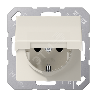 Розетка с откидной крышкой слоновая кость