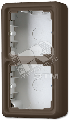 Коробка с рамкой накладная 2 поста коричневая