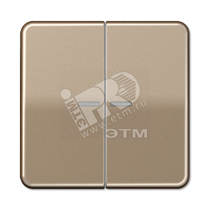 Клавиши для сдвоенных выключателей с подсветкой  золотая бронза