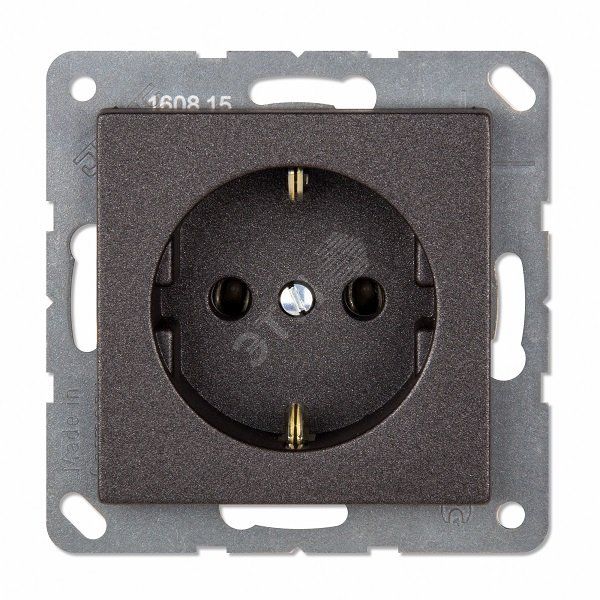 Штепсельная розетка SCHUKO одинарная, с заземлением, без шторок, 16A, 250В Серия Eco Profi антрацит