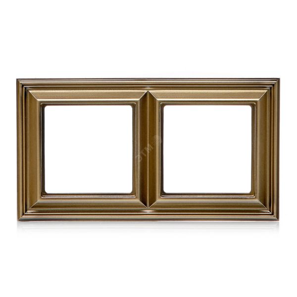Рамка 2-местная для вертикальной и горизонтальной установки. Серия- Eco DECO. Материал- термопласт. Цвет- антик.