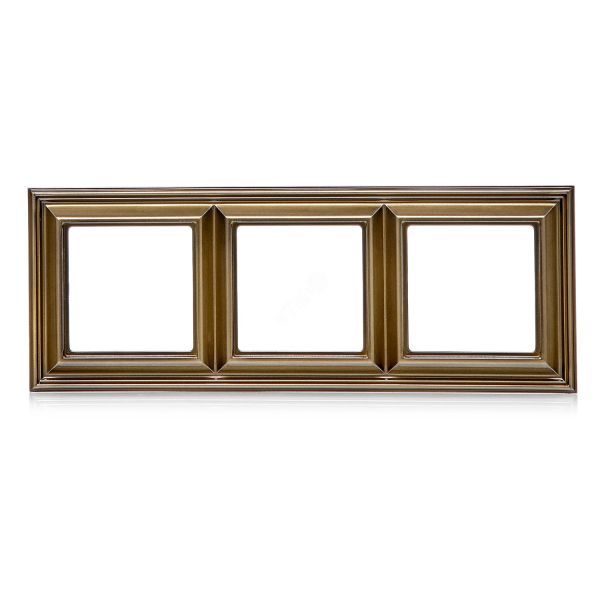 Рамка 3-местная для вертикальной и горизонтальной установки. Серия- Eco DECO. Материал- термопласт. Цвет- антик.