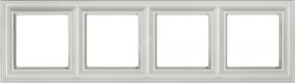 Рамка 4-местная для вертикальной и горизонтальной установки. Серия- Eco DECO. Материал- термопласт. Цвет- белый