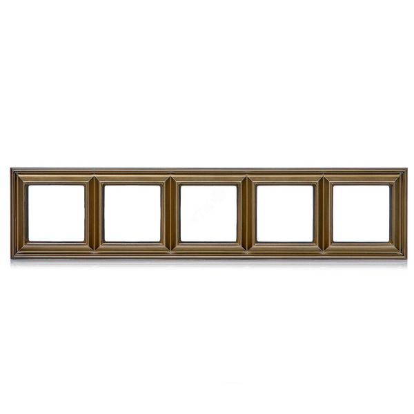 Рамка 5-местная для вертикальной и горизонтальной установки. Серия- Eco DECO. Материал- термопласт. Цвет- антик.