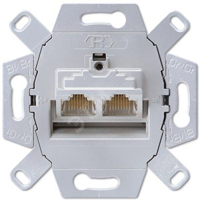 Розетка универсальная телефон/компьютер (RJ45) 2-ная, (экранированная)   категория 6  Механизм.