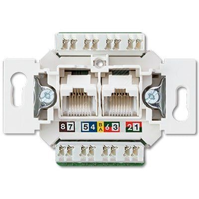 Розетка универсальная телефон/компьютер (RJ45) 2-ная, (неэкранированная)   категория 6  Механизм.
