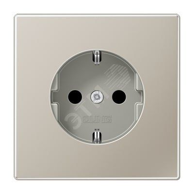Штепсельная розетка SCHUKO одинарная, с заземлением, без шторок, 16A, 250В  (механизм + накладка, без рамки). Серия LS990  Материал- металл  благородная сталь