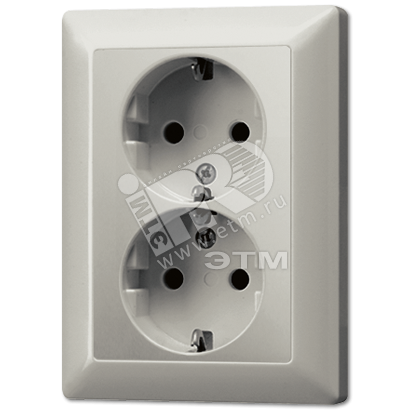Розетка штепсельная SCHUKO 16A 250V сдвоенная благородная сталь