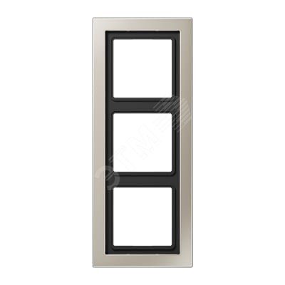 Рамка 3-я для горизонтальной/вертикальной установки  Серия- LS-Design  Материал- металл  Цвет- благородная сталь