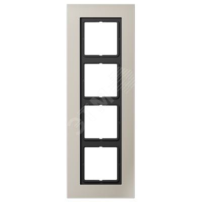 Рамка 4-я для горизонтальной/вертикальной установки  Серия- LS plus  Материал- металл  Цвет- нержавеющая сталь