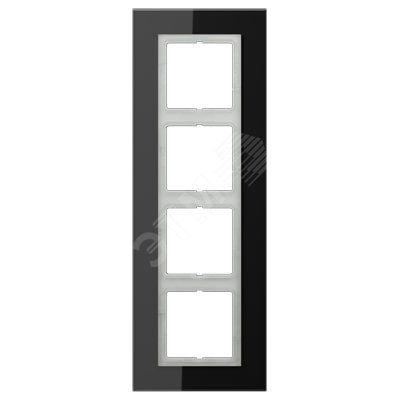 Рамка 4-я для горизонтальной/вертикальной установки  Серия- LS plus  Материал- стекло  Цвет- черный