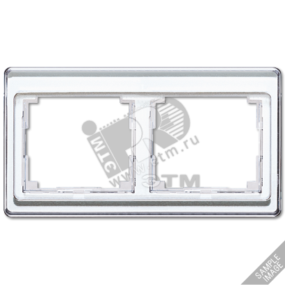 Рамка 2 поста горизонтальная серебро