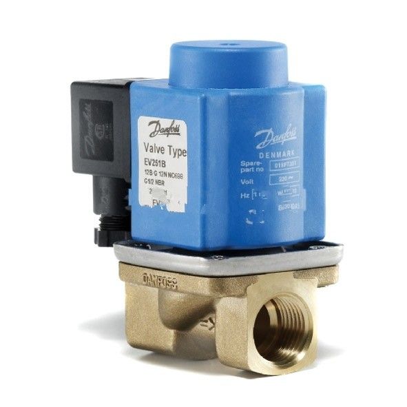 Клапан соленоидный EV251B с принудительным подъемом, c катушкой, Danfoss
