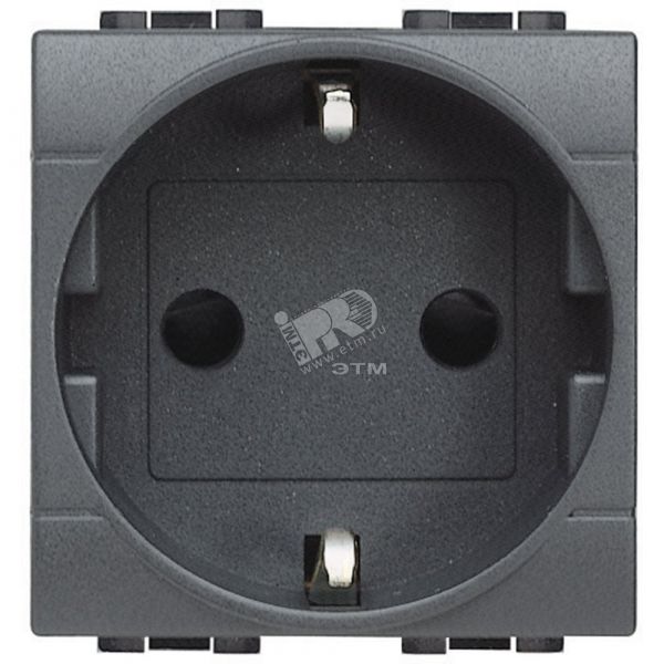 LivingLight Розетка силовая 2К+З с автоматическими клеммами антрацит